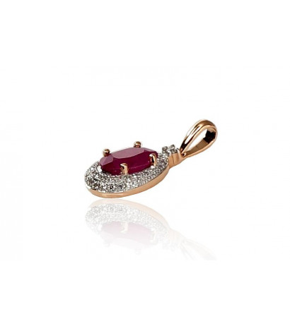 Gold pendant 1300264(Au-R+PRh-W)_DI+RB, Red Gold 585°, Rhodium (Plating) , Diamonds , Ruby