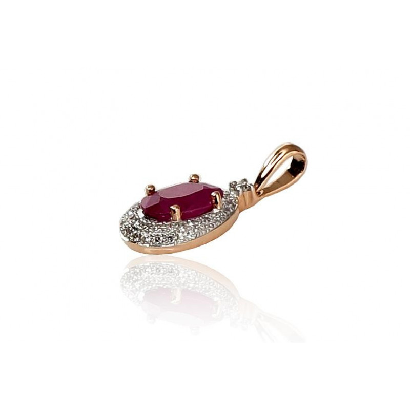 Gold pendant 1300264(Au-R+PRh-W)_DI+RB, Red Gold 585°, Rhodium (Plating) , Diamonds , Ruby