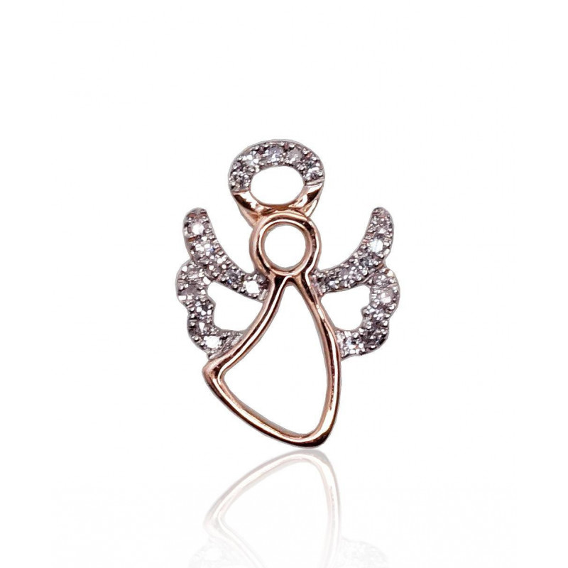 Gold pendant 1300368(Au-R+PRh-W)_DI, Red Gold 585°, Rhodium (Plating) , Diamonds