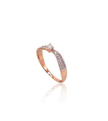 Gold ring 1100891(Au-R+PRh-W)_CZ, Red Gold 585°, Rhodium (Plating) , Zirkons