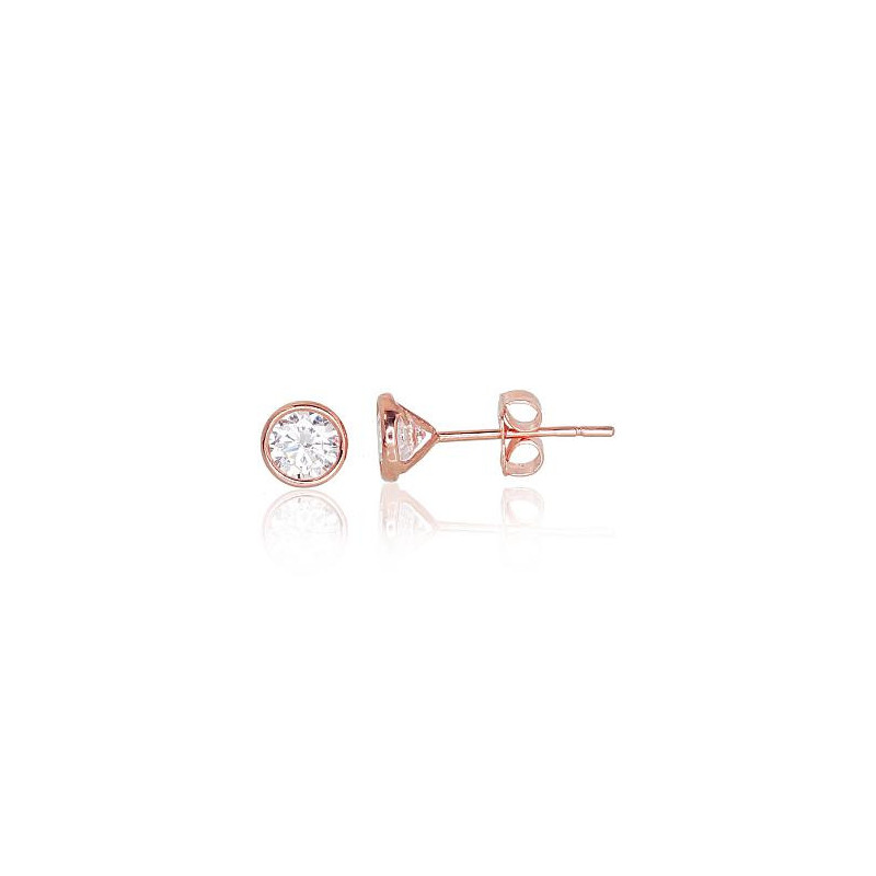 Gold classic studs earrings 1200010(Au-R)_CZ, Red Gold 585°, Zirkons