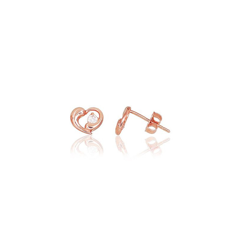 Gold classic studs earrings 1200074(Au-R)_CZ, Red Gold 585°, Zirkons