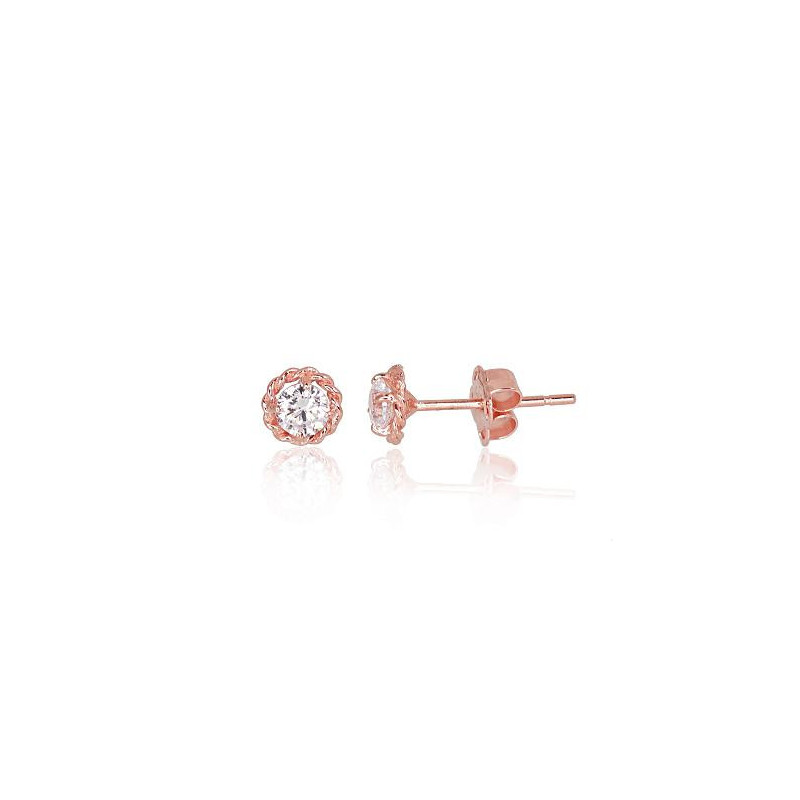 Gold classic studs earrings 1200147(Au-R)_CZ, Red Gold 585°, Zirkons