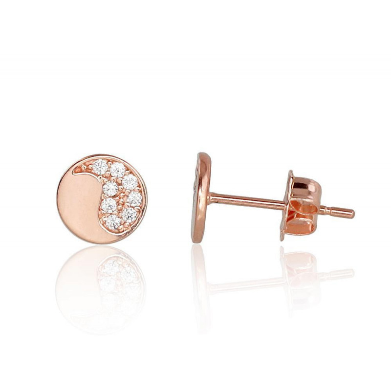 Gold classic studs earrings 1200953(Au-R)_CZ, Red Gold 585°, Zirkons