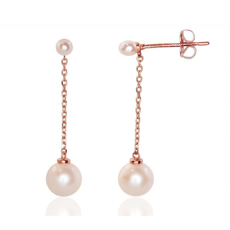 Gold classic studs earrings 1201044(Au-R)_PE, Red Gold 585°, Fresh-water Pearl