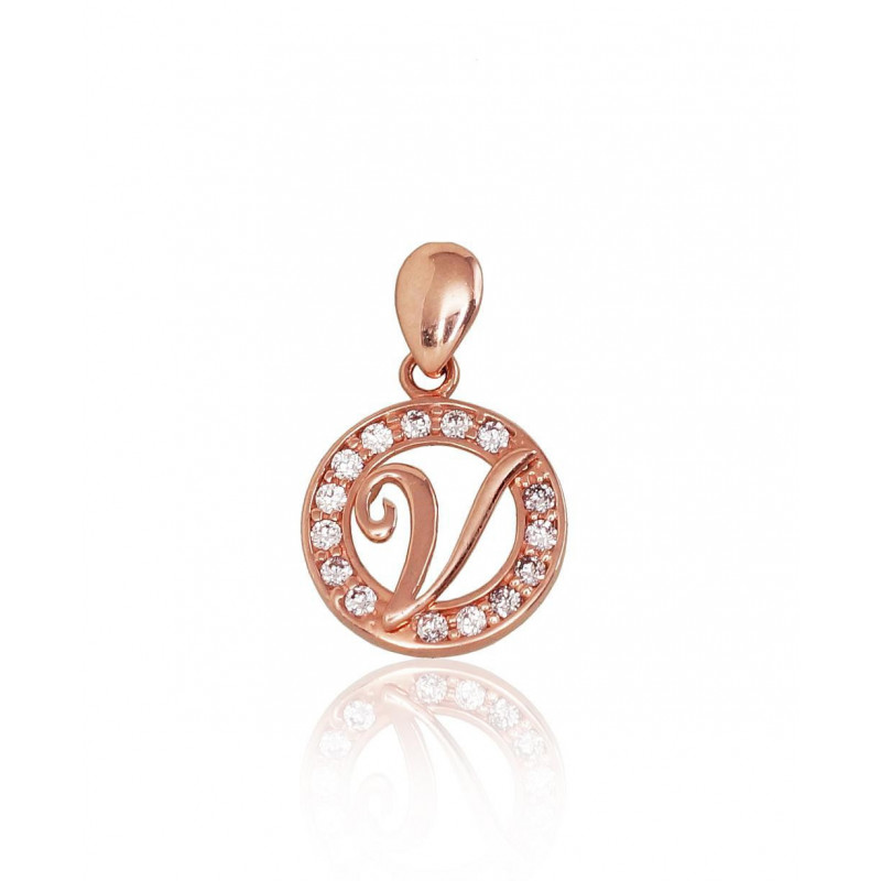 Gold pendant 1300142(Au-R)_CZ, Red Gold 585°, Zirkons